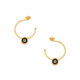 Ασημένια επίχρυσα σκουλαρίκια Κρίκοι Μάτι 16.00mm