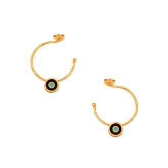 Ασημένια επίχρυσα σκουλαρίκια Κρίκοι Μάτι 16.00mm