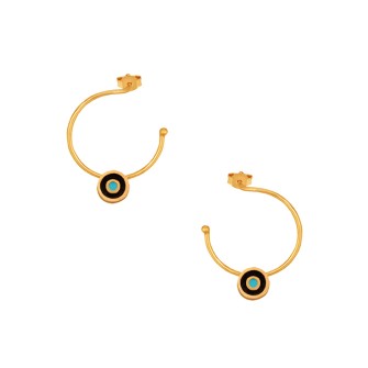 Ασημένια επίχρυσα σκουλαρίκια Κρίκοι Μάτι 16.00mm