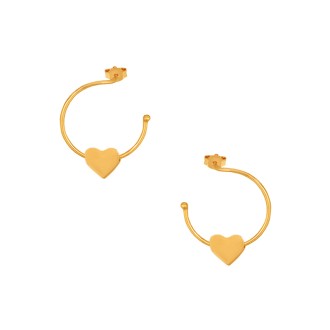 Ασημένια επίχρυσα σκουλαρίκια Κρίκοι Καρδιά 16.00mm