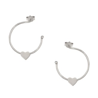 Ασημένια επιπλατινωμένα σκουλαρίκια Κρίκοι Καρδιά 25.00mm