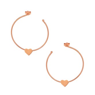 Ασημένια ρόζ επιχρυσωμένα σκουλαρίκια Κρίκοι Καρδιά 35.00mm