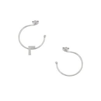 Ασημένια επιπλατινωμένα σκουλαρίκια Κρίκοι Μονόγραμμα Γ 16.00mm