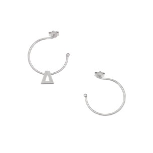 Ασημένια επιπλατινωμένα σκουλαρίκια Κρίκοι Μονόγραμμα Δ 16.00mm