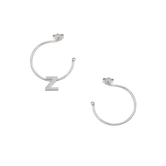 Ασημένια επιπλατινωμένα σκουλαρίκια Κρίκοι Μονόγραμμα Ζ 16.00mm