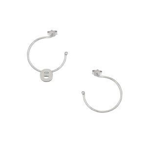 Ασημένια επιπλατινωμένα σκουλαρίκια Κρίκοι Μονόγραμμα Θ 16.00mm