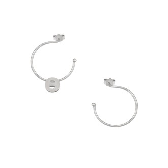 Ασημένια επιπλατινωμένα σκουλαρίκια Κρίκοι Μονόγραμμα Θ 16.00mm