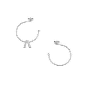 Ασημένια επιπλατινωμένα σκουλαρίκια Κρίκοι Μονόγραμμα Λ 16.00mm