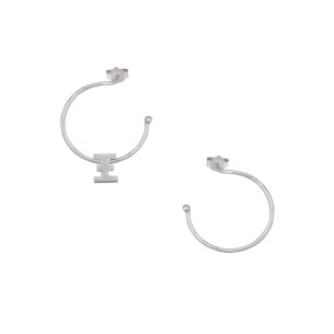 Ασημένια επιπλατινωμένα σκουλαρίκια Κρίκοι Μονόγραμμα Ξ 16.00mm