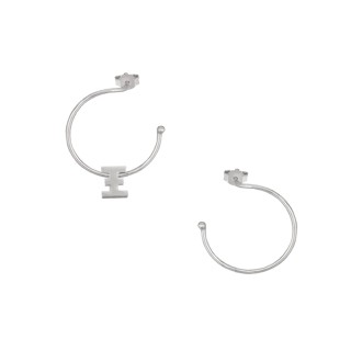 Ασημένια επιπλατινωμένα σκουλαρίκια Κρίκοι Μονόγραμμα Ξ 16.00mm