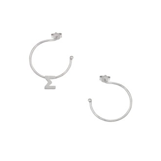 Ασημένια επιπλατινωμένα σκουλαρίκια Κρίκοι Μονόγραμμα Σ 16.00mm