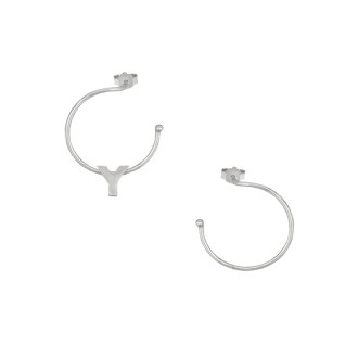 Ασημένια επιπλατινωμένα σκουλαρίκια Κρίκοι Μονόγραμμα Υ 16.00mm