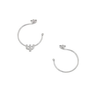 Ασημένια επιπλατινωμένα σκουλαρίκια Κρίκοι Μονόγραμμα Ψ 16.00mm