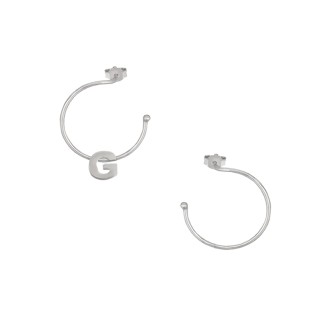 Ασημένια επιπλατινωμένα σκουλαρίκια Κρίκοι Μονόγραμμα G 16.00mm