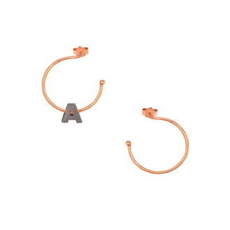 Ασημένια μαύρα σκουλαρίκια Κρίκοι Μονόγραμμα Α  16.00mm