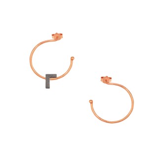 Ασημένια μαύρα σκουλαρίκια Κρίκοι Μονόγραμμα Γ 16.00mm