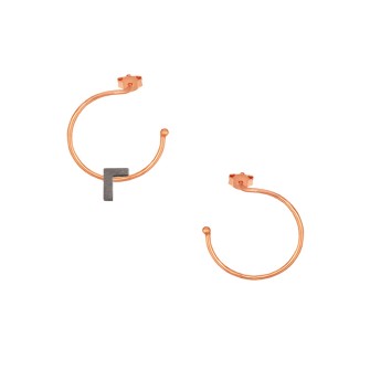 Ασημένια μαύρα σκουλαρίκια Κρίκοι Μονόγραμμα Γ 16.00mm