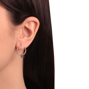 Ασημένια μαύρα σκουλαρίκια Κρίκοι Μονόγραμμα Δ 16.00mm