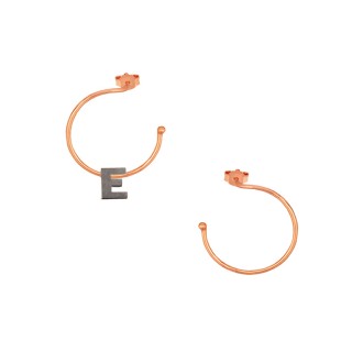 Ασημένια μαύρα σκουλαρίκια Κρίκοι Μονόγραμμα Ε 16.00mm