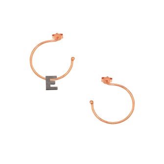 Ασημένια μαύρα σκουλαρίκια Κρίκοι Μονόγραμμα Ε 16.00mm