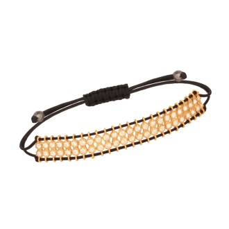 Βραχιόλι κορδόνι ασημένια επίχρυσα Μονόπετρα