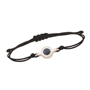 Βραχιόλι κορδόνι ασημένιος Δίσκος Μάτι