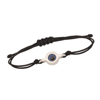 Βραχιόλι κορδόνι ασημένιος Δίσκος Μάτι