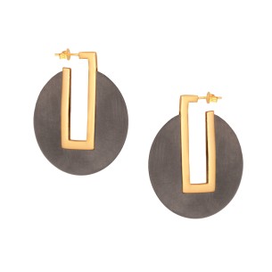 Ορειχάλκινα επίχρυσα μαύρα σκουλαρίκια Κρίκοι