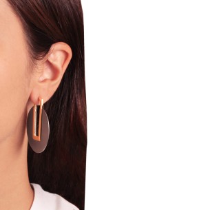 Ορειχάλκινα επίχρυσα μαύρα σκουλαρίκια Κρίκοι