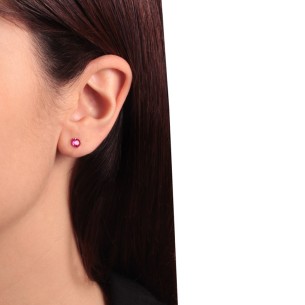 Ασημένια ρόζ σκουλαρίκια Μονόπετρα