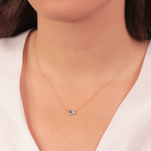 Γυναικείο χρυσό 14k κολιέ Μάτι