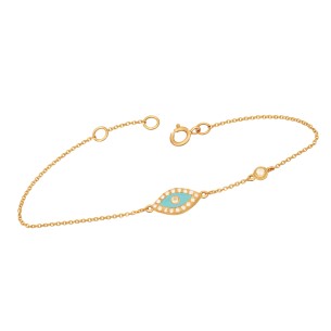 Γυναικείο χρυσό 18k βραχιόλι Μάτι Διαμάντια