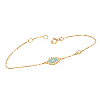 Γυναικείο χρυσό 18k βραχιόλι Μάτι Διαμάντια