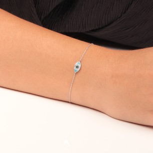 Γυναικείο λευκόχρυσο 18k βραχιόλι Μάτι Διαμάντια