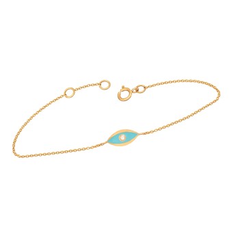 Γυναικείο χρυσό 18k Βραχιόλι Μάτι Διαμάντι