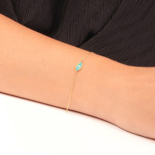 Γυναικείο χρυσό 18k Βραχιόλι Μάτι Διαμάντι