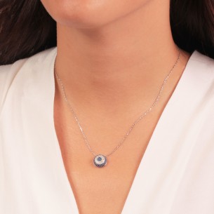 Ασημένιο επιπλατινωμένο κολιέ Μάτι Στόχος