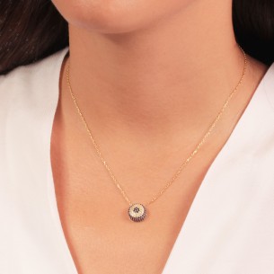 Ασημένιο επίχρυσο κολιέ Μάτι Στόχος