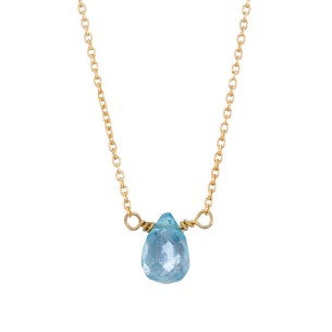 Ασημένιο επίχρυσο κολιέ Πέτρα Blue Topaz