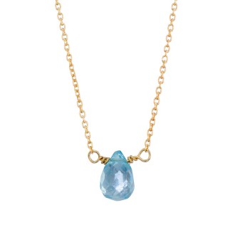 Ασημένιο επίχρυσο κολιέ Πέτρα Blue Topaz