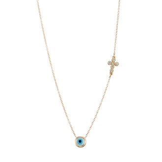 Χρυσό 9k κολιέ Μάτι Φίλντισι Σταυρός