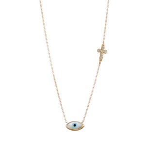 Χρυσό 9k κολιέ Μάτι Φίλντισι Σταυρός