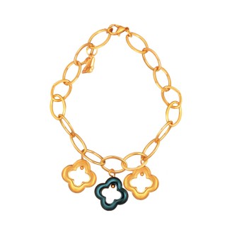 Γούρι Χρονιάς 2024 επίχρυσο ορειχάλκινο βραχιόλι Τετράφυλλα