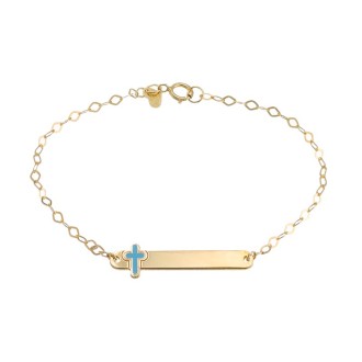 Ασημένιο επίχρυσο βραχιόλι Ταυτότητα Σταυρός