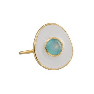 Ασημένιο επίχρυσο δαχτυλίδι Χαλκηδόνιος Σμάλτο