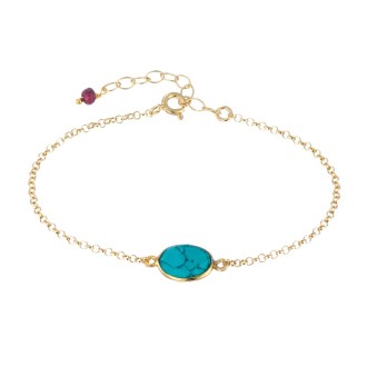 Ασημένιο επίχρυσο βραχιόλι Τιρκουάζ