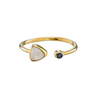 Ασημένιο επίχρυσο δαχτυλίδι Φεγγαρόπετρα