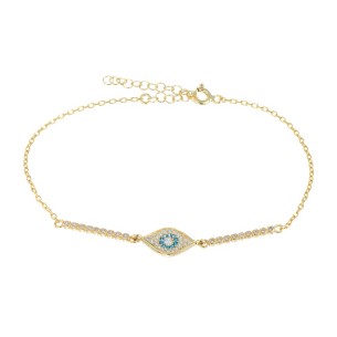 Ασημένιο επίχρυσο βραχιόλι Μάτι tennis Ριβιέρα