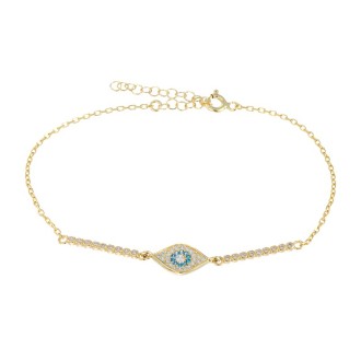 Ασημένιο επίχρυσο βραχιόλι Μάτι tennis Ριβιέρα