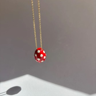 Ασημένιο επίχρυσο κολιέ Πάσχα Αυγό Dots Maxi